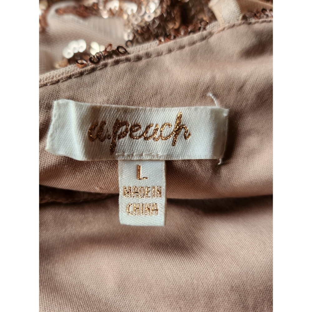 A. PEACH ROSE GOLD MAXI SEQUINS & MESH MAXI DRESS - Picture 4 of 4